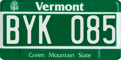 VT license plate BYK085
