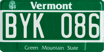 VT license plate BYK086