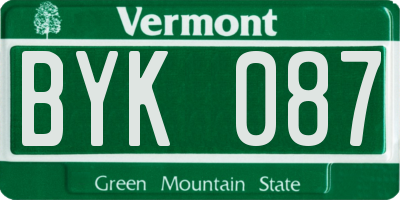 VT license plate BYK087