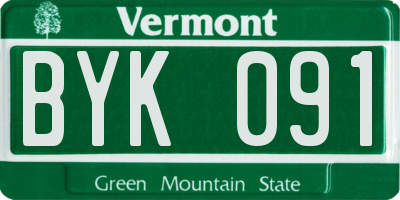 VT license plate BYK091