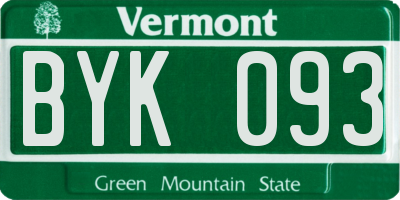 VT license plate BYK093