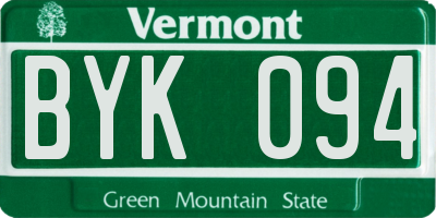 VT license plate BYK094