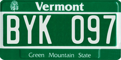 VT license plate BYK097