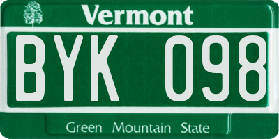 VT license plate BYK098