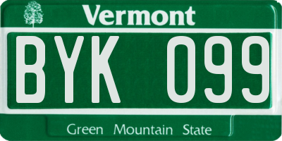 VT license plate BYK099