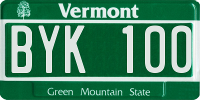 VT license plate BYK100