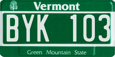 VT license plate BYK103