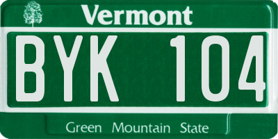 VT license plate BYK104