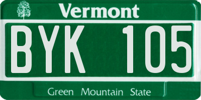 VT license plate BYK105