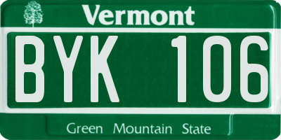 VT license plate BYK106