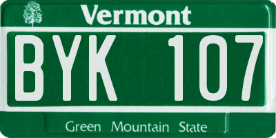 VT license plate BYK107