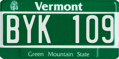 VT license plate BYK109