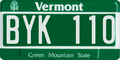 VT license plate BYK110