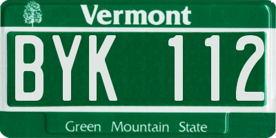VT license plate BYK112