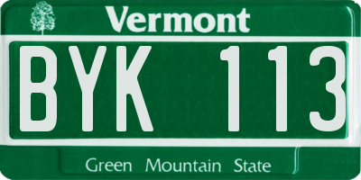 VT license plate BYK113