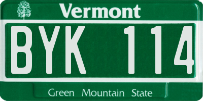 VT license plate BYK114