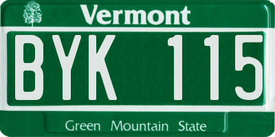 VT license plate BYK115