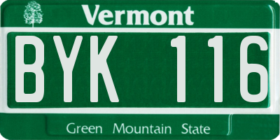 VT license plate BYK116