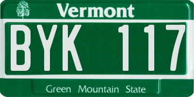 VT license plate BYK117