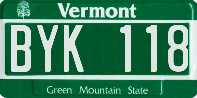 VT license plate BYK118