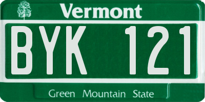 VT license plate BYK121