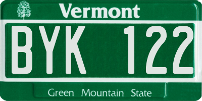 VT license plate BYK122