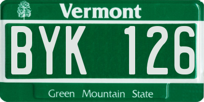 VT license plate BYK126