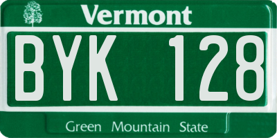 VT license plate BYK128