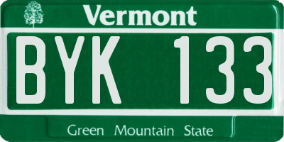 VT license plate BYK133