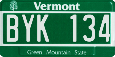 VT license plate BYK134