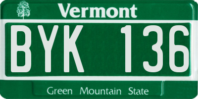 VT license plate BYK136