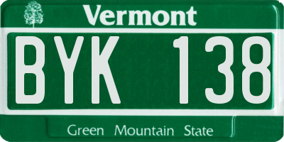 VT license plate BYK138