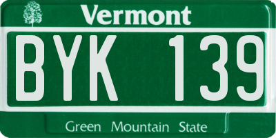 VT license plate BYK139
