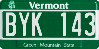 VT license plate BYK143