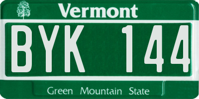 VT license plate BYK144
