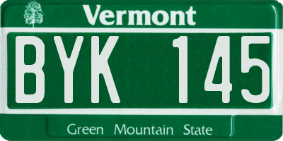 VT license plate BYK145
