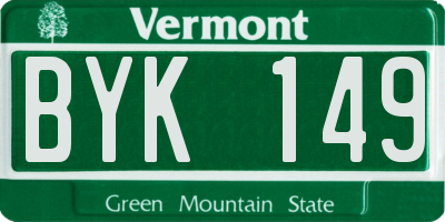 VT license plate BYK149