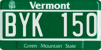 VT license plate BYK150