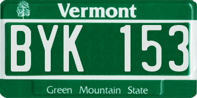 VT license plate BYK153