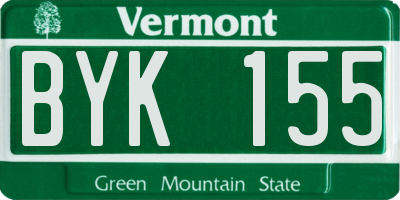 VT license plate BYK155