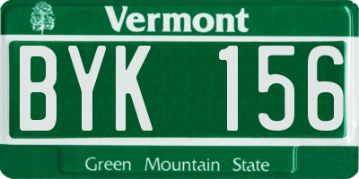 VT license plate BYK156