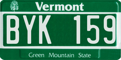 VT license plate BYK159