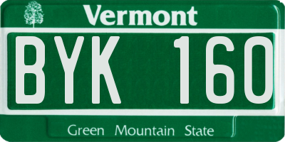 VT license plate BYK160
