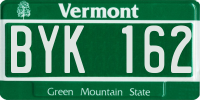 VT license plate BYK162