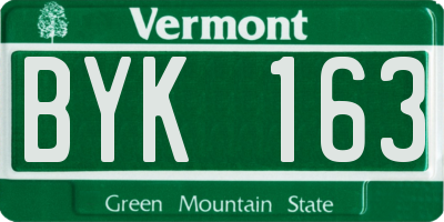 VT license plate BYK163