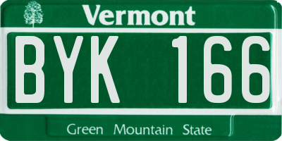 VT license plate BYK166