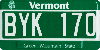 VT license plate BYK170