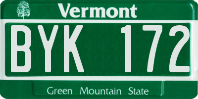 VT license plate BYK172