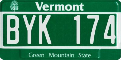 VT license plate BYK174