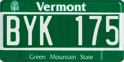 VT license plate BYK175